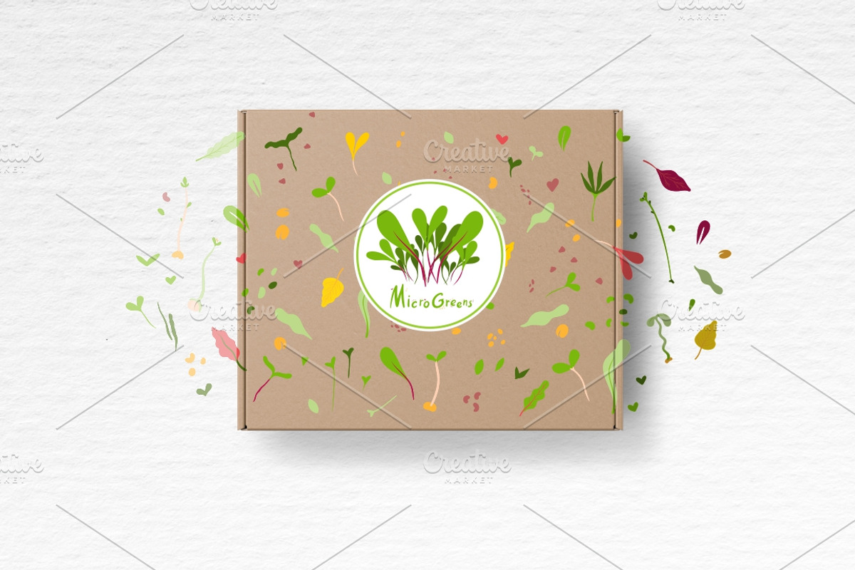 Microgreens Vector Set 1, a Food Illustration by ElenaKovalyova (Photo 3 of 21)