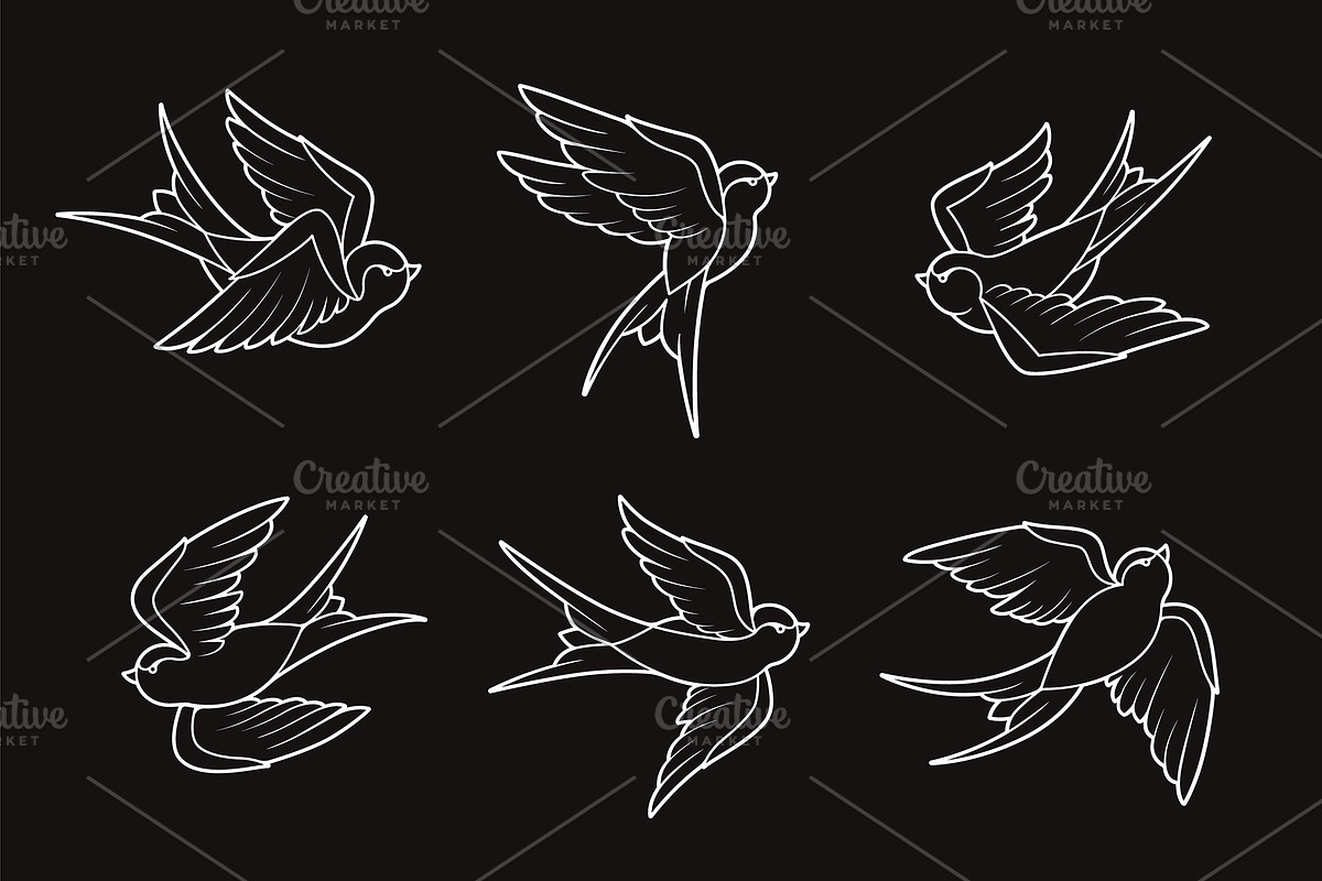 Old School Tattoo Birds, an Animal Illustration by Vecster (Photo 4 of 9)