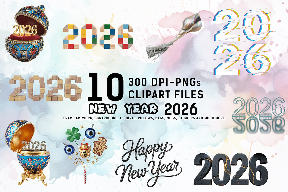 Eclectic New Year 2026 Clipart Bund, an Illustration by Ahmad Designs (Photo 1 of 3)