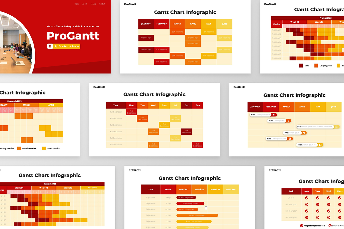 ProGantt - Gantt Chart PowerPoint, a Presentation Template by GraphauseProject (Photo 3 of 6)