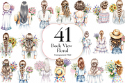 Back View Floral Girl PNG Clipart., a Person Illustration by KennedyStudio (Thumbnail 1 of 5)