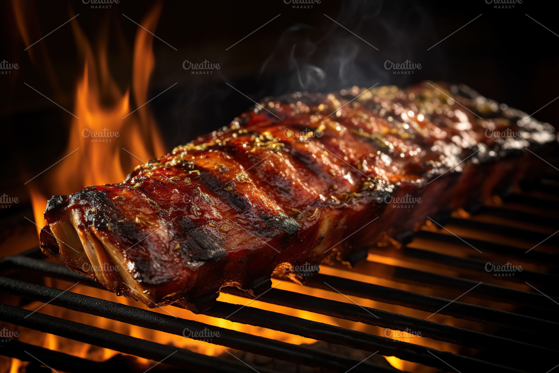 BBQ marinated meat on the grill, a Food & Drink Photo by AlyaAnd