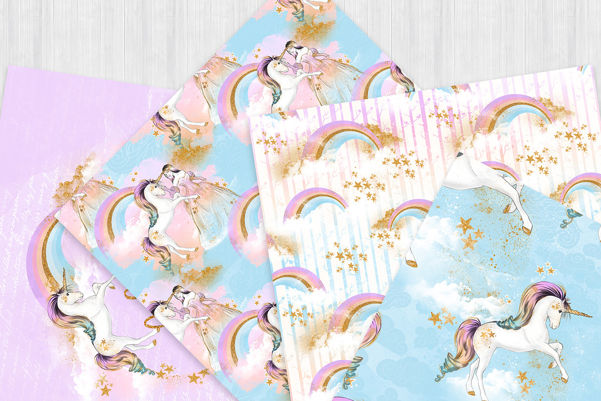 Princess and Unicorns Paper Pack, a Pattern Graphic by Frou Fou Craft (Photo 4 of 4)