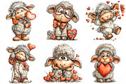 Funny Valentine Sheep Clipart, an Illustration by Craft Nest (Thumbnail 5 of 11)