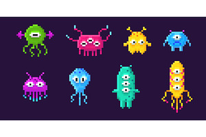 Colorful pixel art space invader, a Technology Illustration by art PVP - market