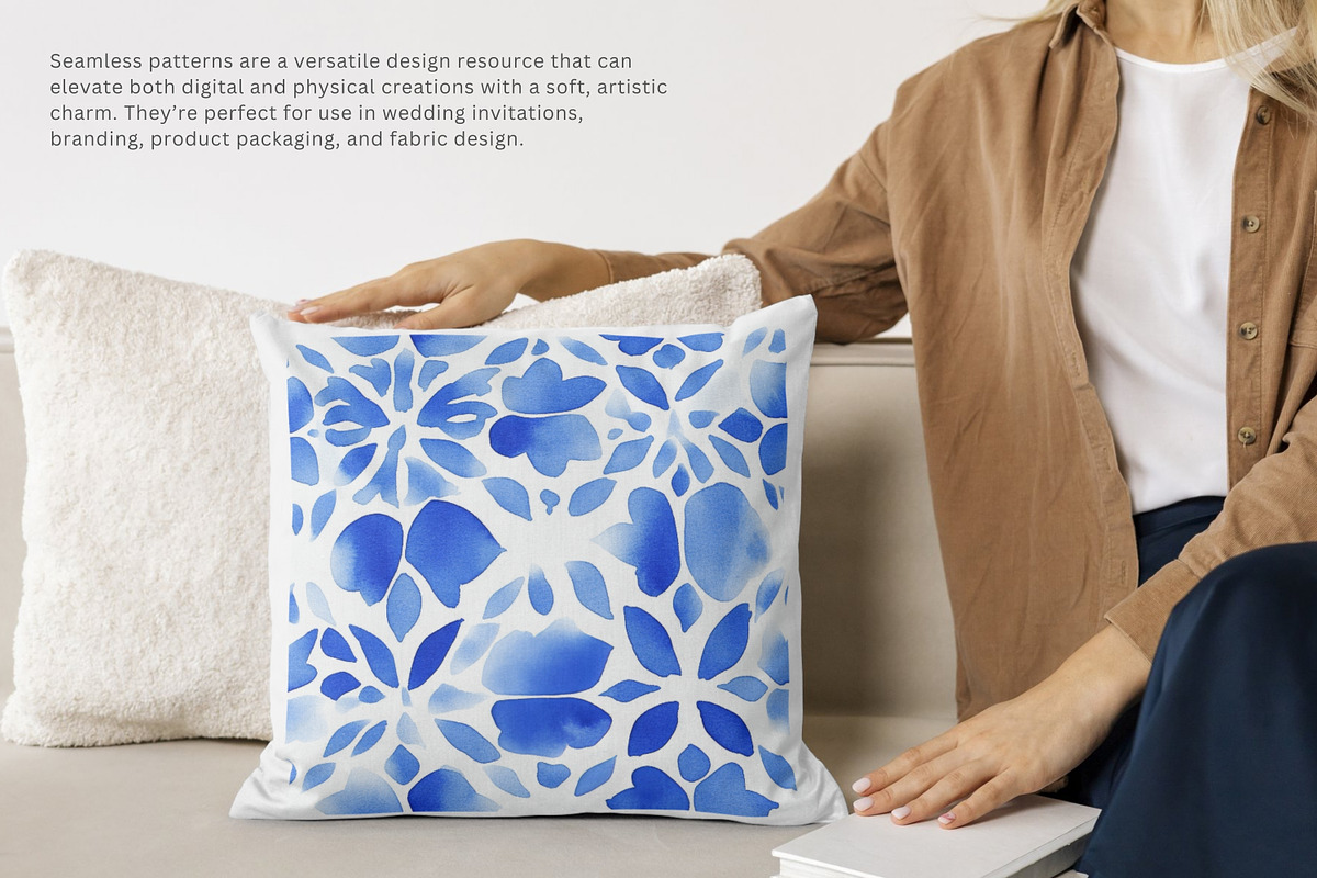 blue tile seamless pattern, a Pattern Graphic by Pink Studio Art (Photo 2 of 5)