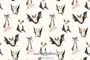 watercolor bat seamless pattern