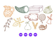 Thanksgiving Hand Drawn Folk Art Set, a Seasonal Illustration by designvectx (Thumbnail 1 of 10)