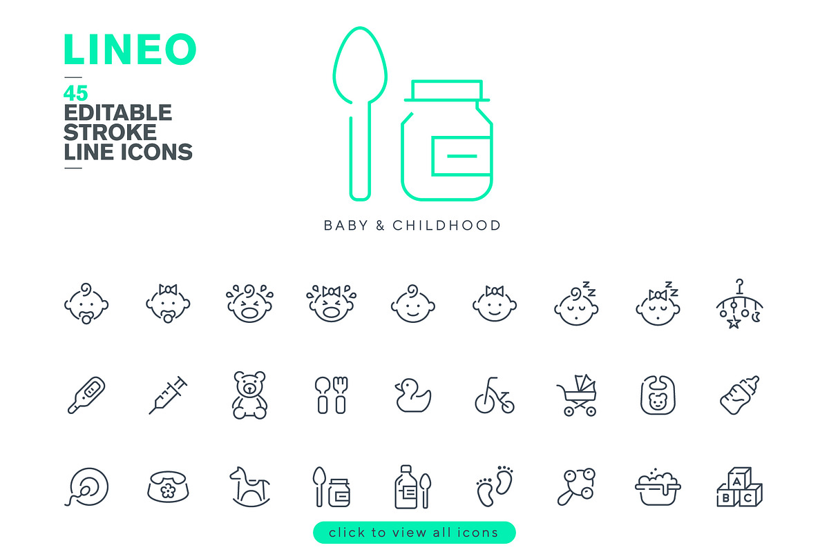 LINEO - 45 BABY ICONS, an Outline Icon by sharpnose (Photo 2 of 6)