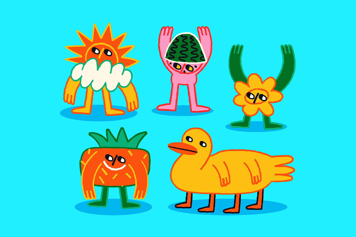Blue Summer Character Illustration, an Illustration by graphicook