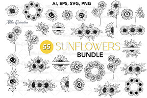 Sunflowers SVG Bundle, a Decorative Illustration by CaraulanStore