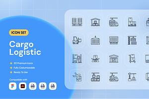 Cargo Logistic Icon Set, an Outline Icon by Nathaya Studio