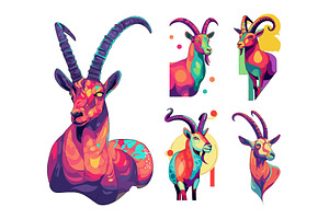 Goat portraits collection featuring, an Animal Illustration by Onyx