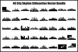 City Skyline Silhouette Bundle, an Illustration by jahid234