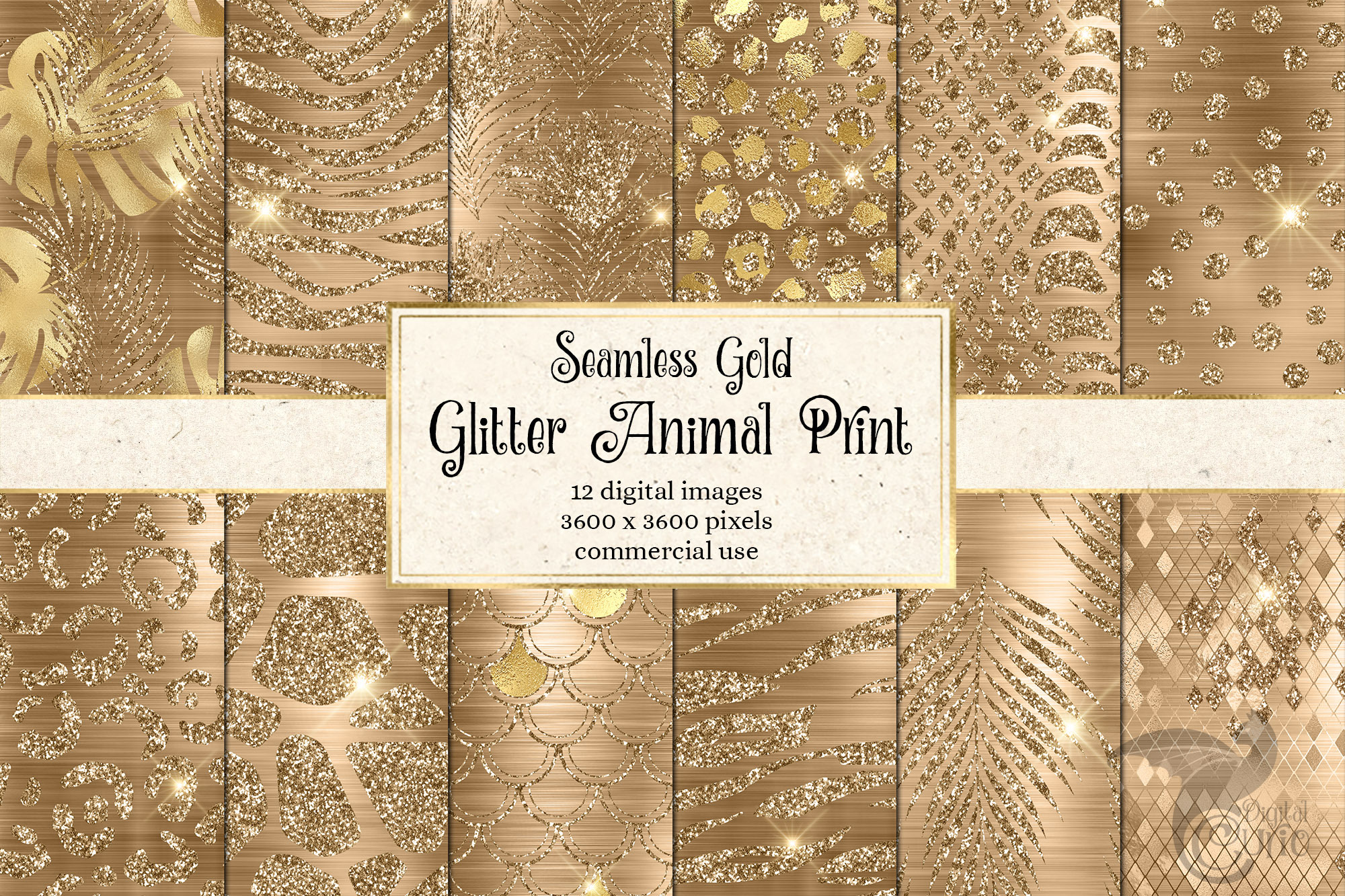 Gold Glitter Animal Print, a Texture Graphic by Digital Curio