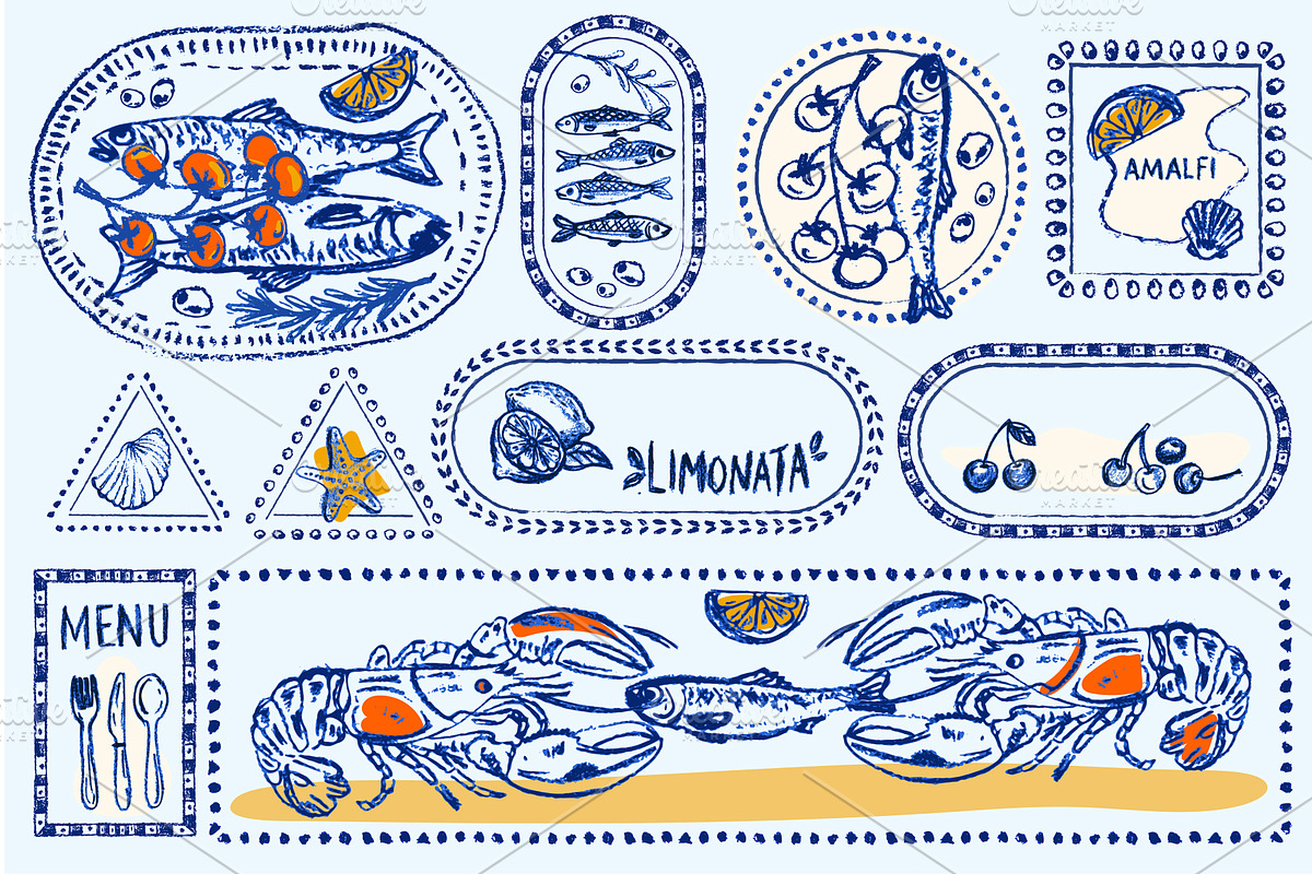 Italian summer postcard design with, an Illustration by Zimages