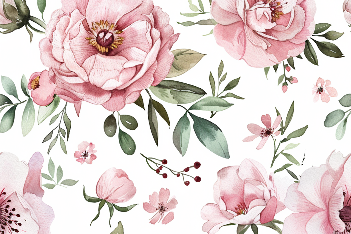 Pink Floral Pattern, a Pattern Graphic by Printable Treasure (Photo 2 of 4)