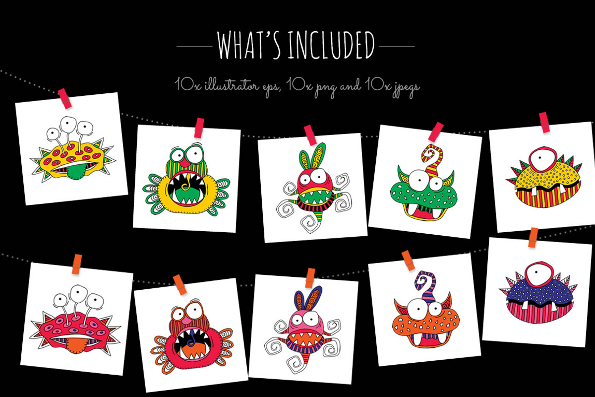 Set of Crazy Monsters & Aliens, an Illustration by Tazi Design (Photo 2 of 4)