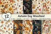 Autumn Dog Woodland Digital Paper, a Pattern Graphic by FloridPrintables (Thumbnail 1 of 9)