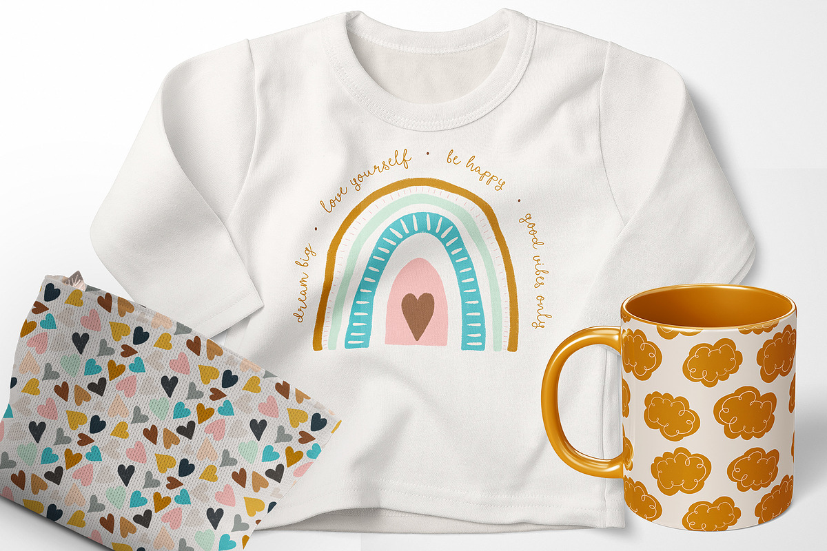 Cute Boho Rainbows Hearts and Clouds, a Graphic by Bridgett Stahlman Design (Photo 2 of 2)