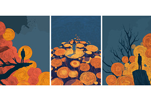 Man walking in fantasy forest, an Illustration by Onyx