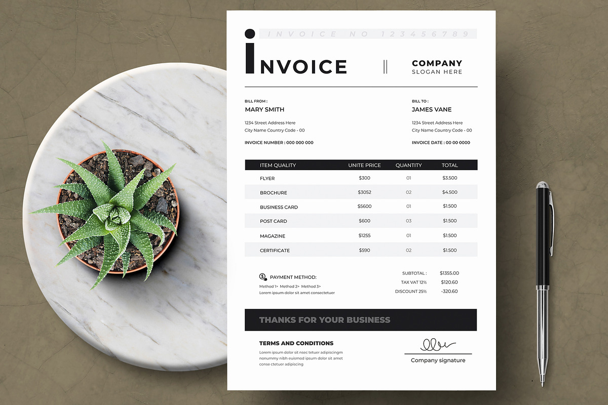 Minimal Invoice Layout, a Stationery Template by MightyDesign (Photo 1 of 8)