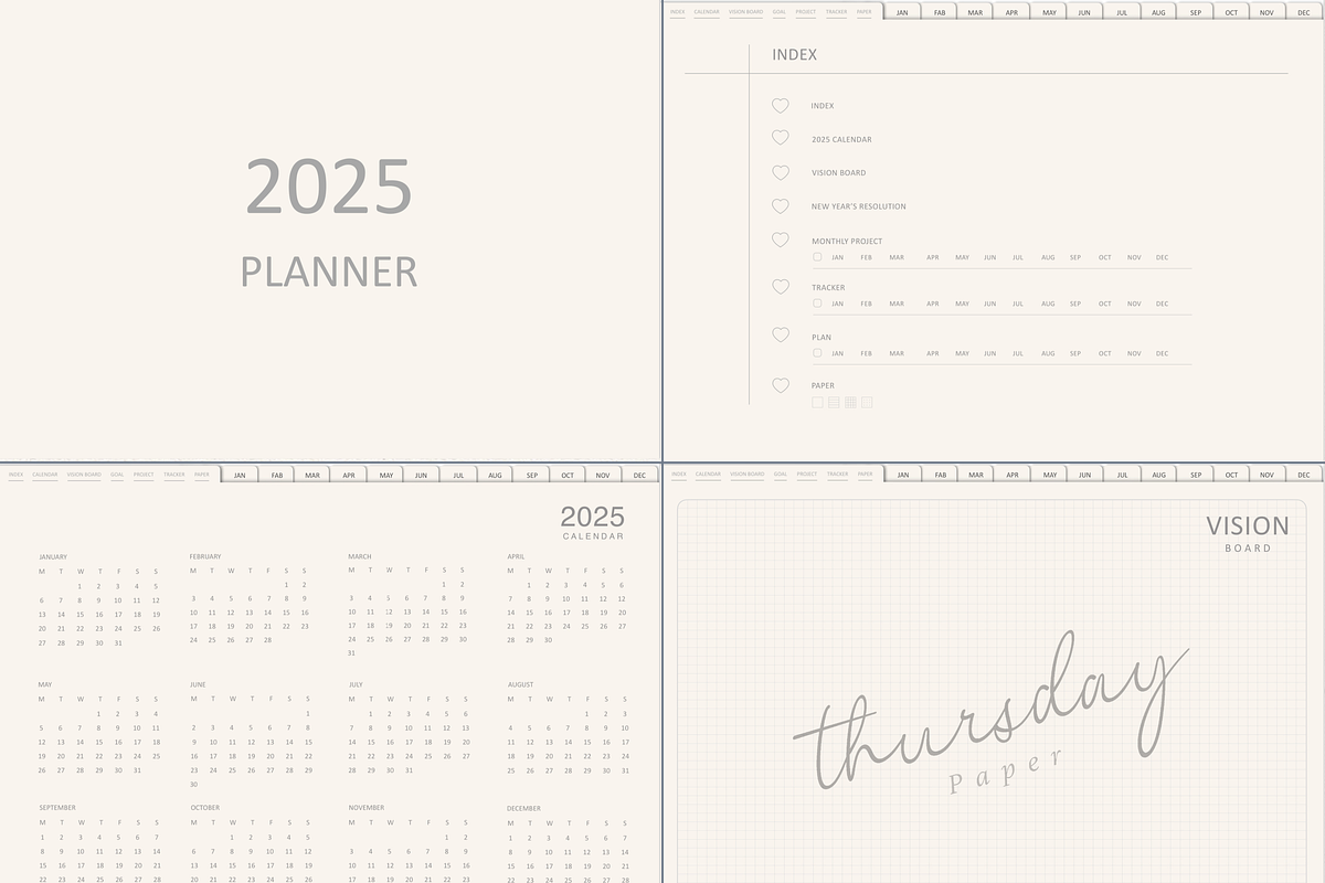 2025 digital planner with hyperlink, a Print Template by Thursdaypaper (Photo 2 of 10)