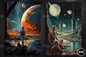 Retro Space Movie Poster Set