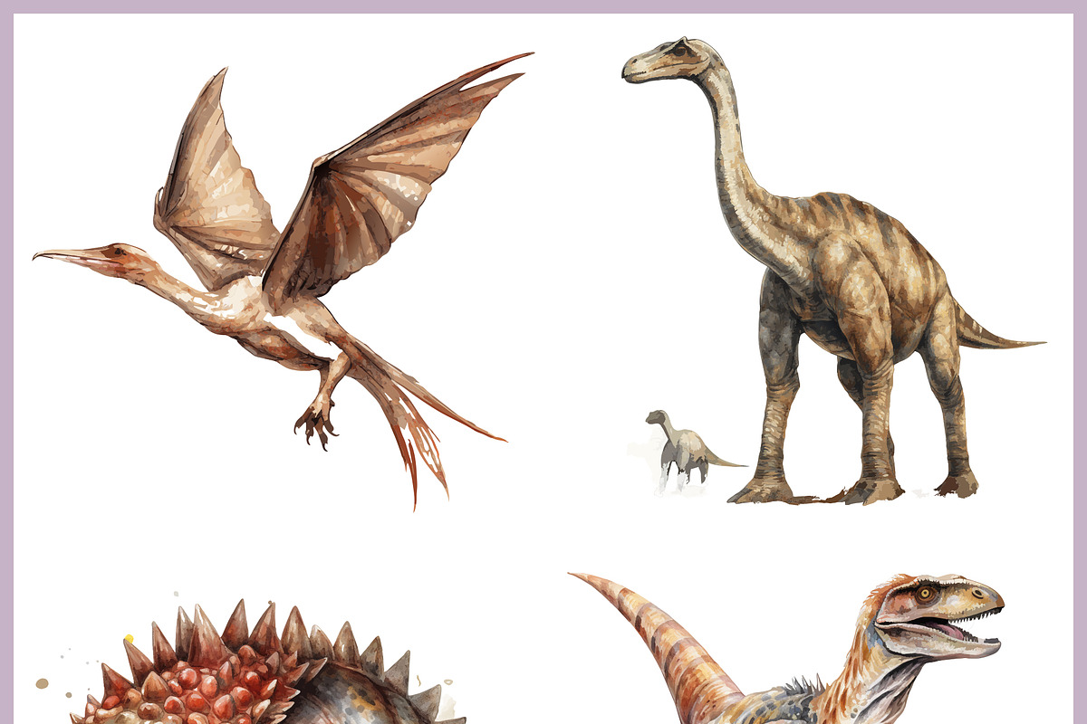 Dinosaurs SVG & PNG Clipart Bundle, an Animal Illustration by Digital Dreamscaping (Photo 8 of 8)
