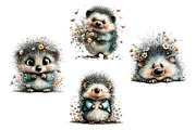 Whimsical Spring Hedgehog Clipart, an Illustration by Dream Creation (Thumbnail 7 of 7)