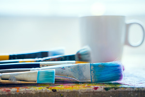Paint brushes in the studio