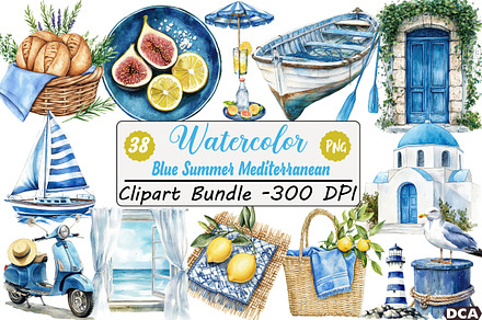 Blue Summer Mediterranean Clipart