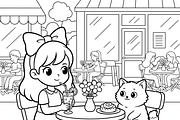 Cat Bestie Coloring Book Pages, an Illustration by one-touch (Thumbnail 14 of 15)