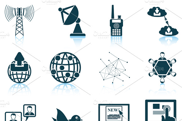 Set Of 12 Communication Icons