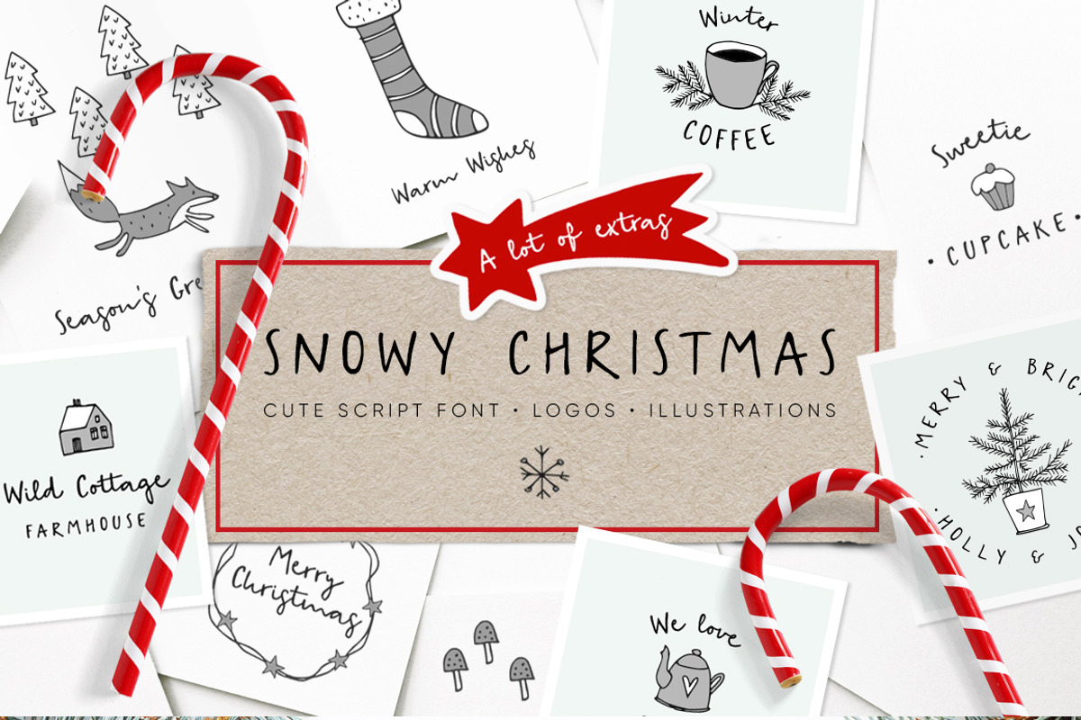 Snowy Christmas script & font logos