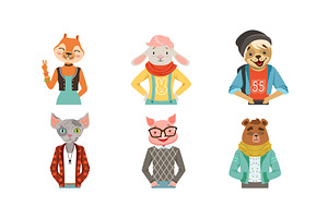 People with Animal Heads Vector Set, an Animal Illustration by TopVectors