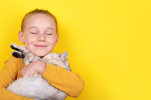 Happy Girl Hugging Cat, a Person Photo by Ales Munt