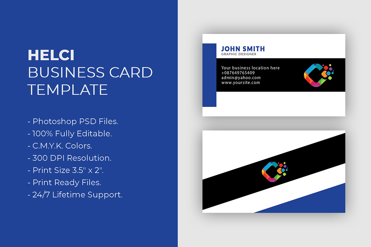 HELCI Business Card Template, a Business Card Template by Dueza.Com