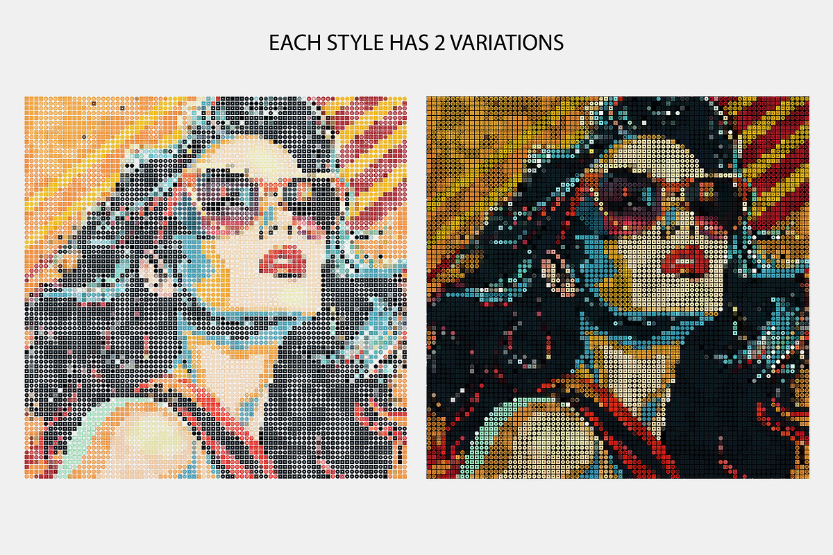 Multi Shape Mosaic Photoshop Action, an Action Add-On by DesignRocket (Photo 9 of 10)