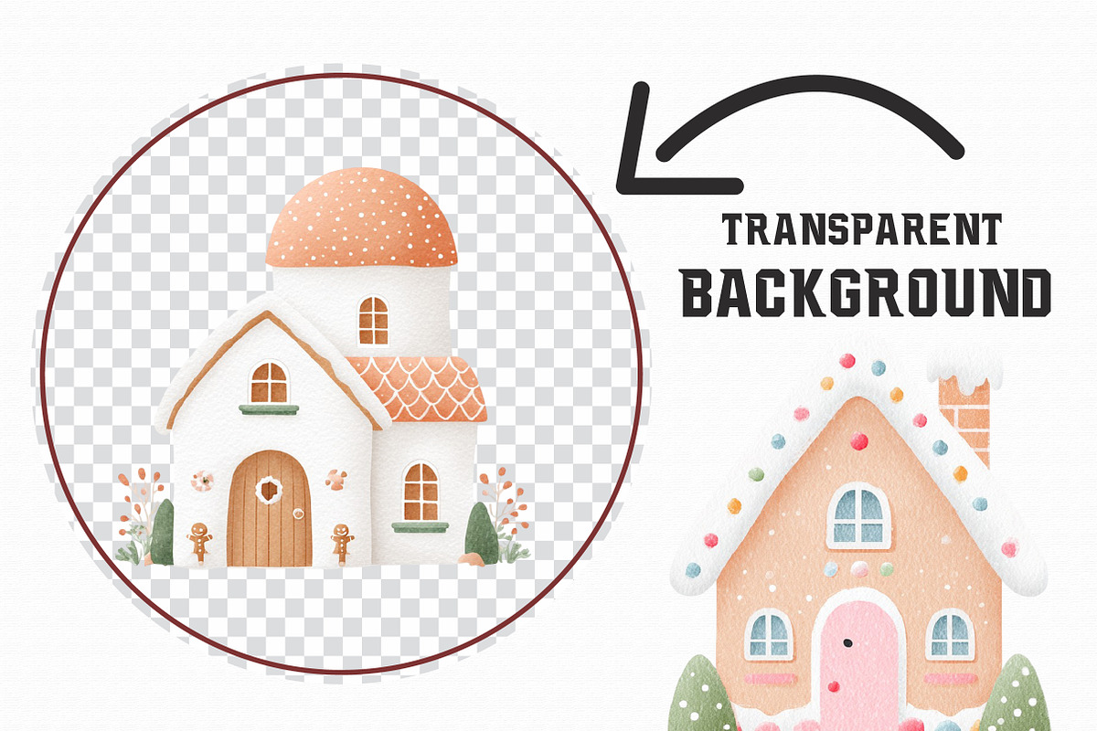 Watercolor Gingerbread House Clipart, an Illustration by Libby Wishes (Photo 2 of 7)