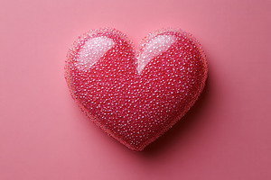 Bright pink heart shape covered in s, a Photo by Tanuart