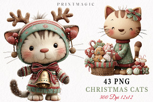 Christmas Cats Clipart Bundle