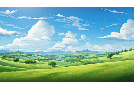 grass nature sky summer landscape ai, a Nature Photo by pikepicture