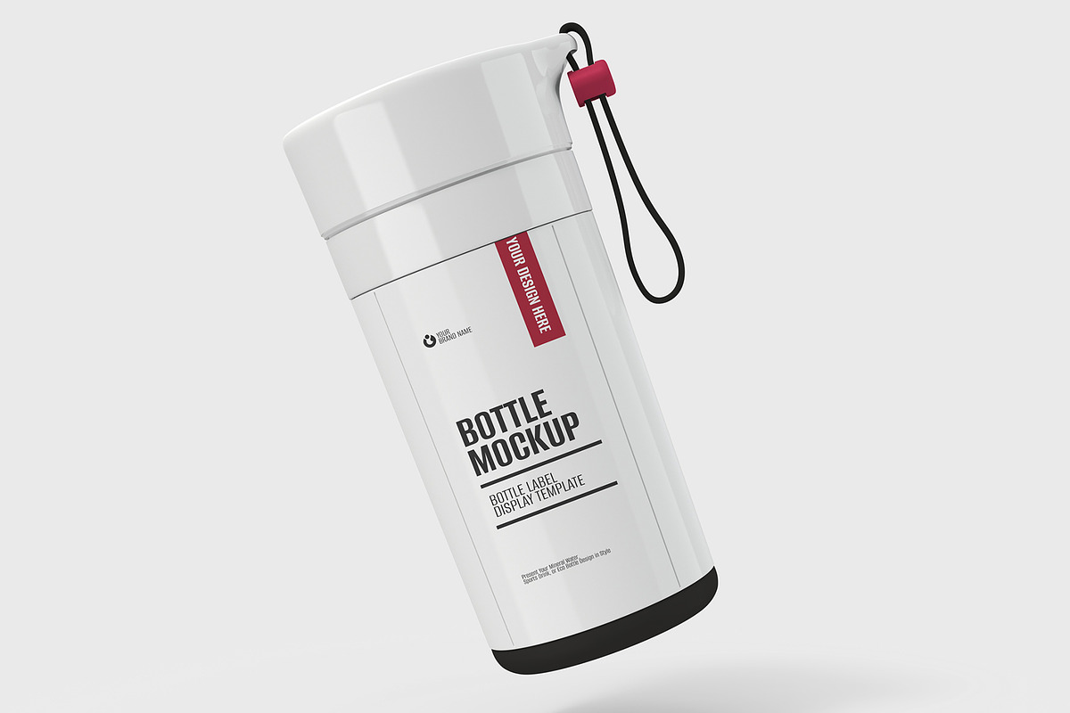 Minimal Water Bottle Mock With Strap, a Product Mockup by graphypix (Photo 1 of 4)