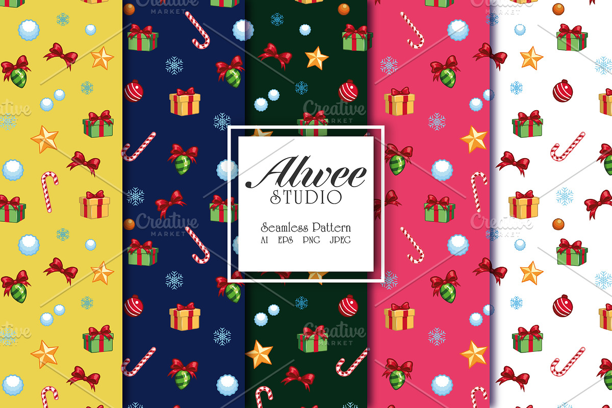 Christmas Seamless Pattern Bundle, a Pattern Graphic by Alwee Studio (Photo 2 of 9)