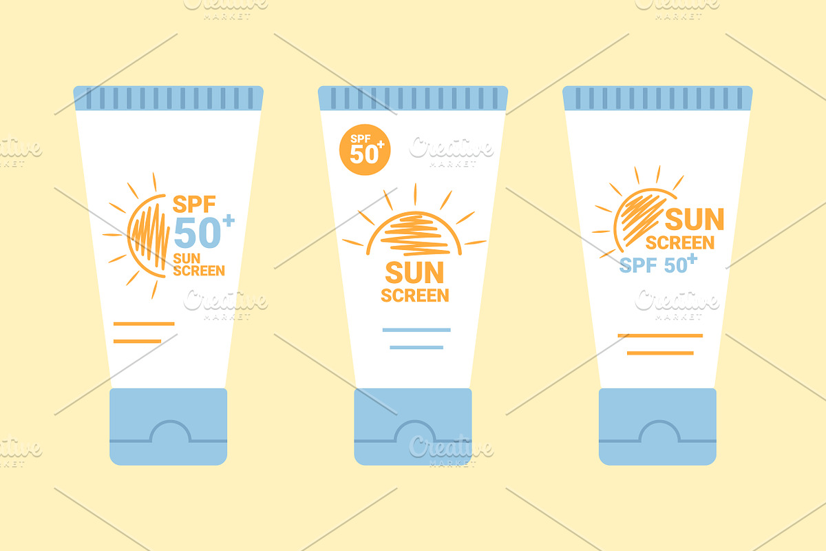 Sunscreen Product Design Set, a Healthcare Illustration by PsychocheArt (Photo 2 of 3)