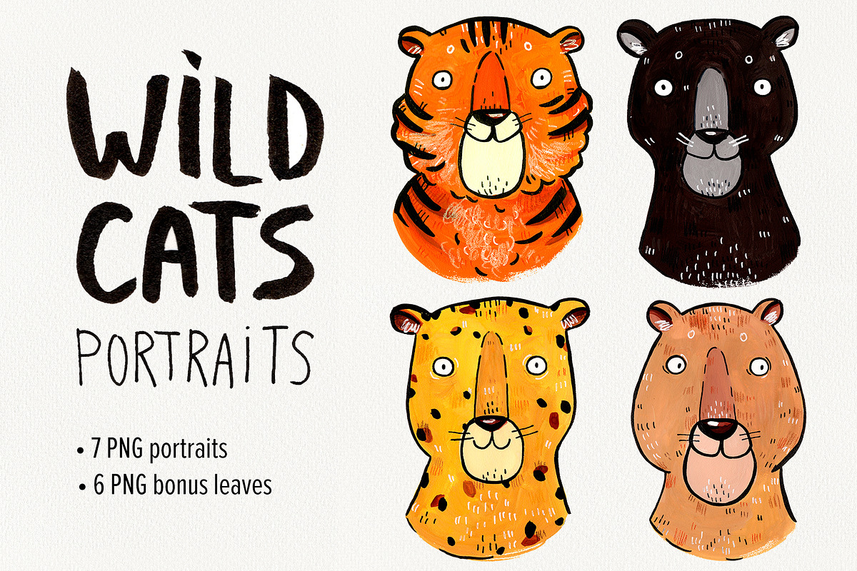 Wild Cats portraits set, an Animal Illustration by Ekaterina Goncharova (Photo 1 of 5)