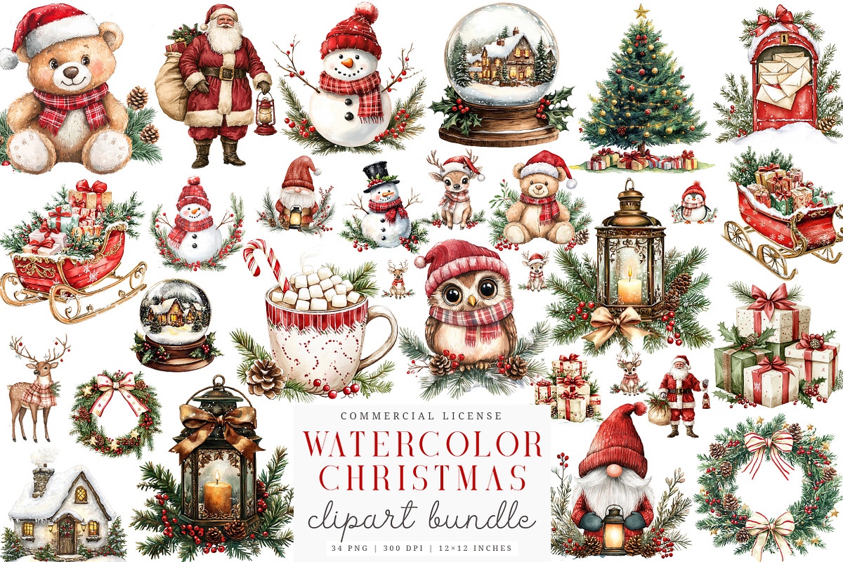 Whimsical Christmas Clipart, a Transportation Illustration by SinaCreation (Photo 1 of 6)