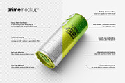 250 ml Energy Drink Can Mockup Set, a Cups & Container Mockup by PrimeMockup (Thumbnail 5 of 11)