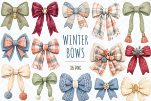 Cozy Winter Bows Clipart